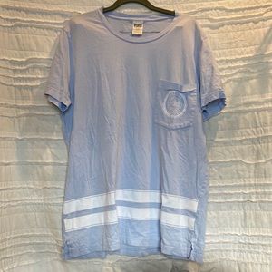 PINK Victoria’s Secret Light Blue and White Tee